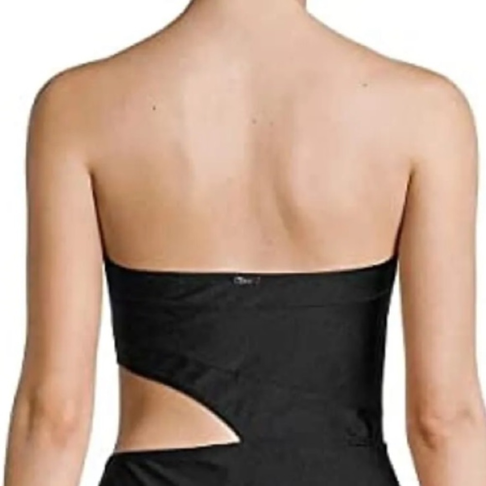 DKNY Women's Black Stretch Lined Cutout Bandeau One Piece Swimsuit - Picture 4 of 7
